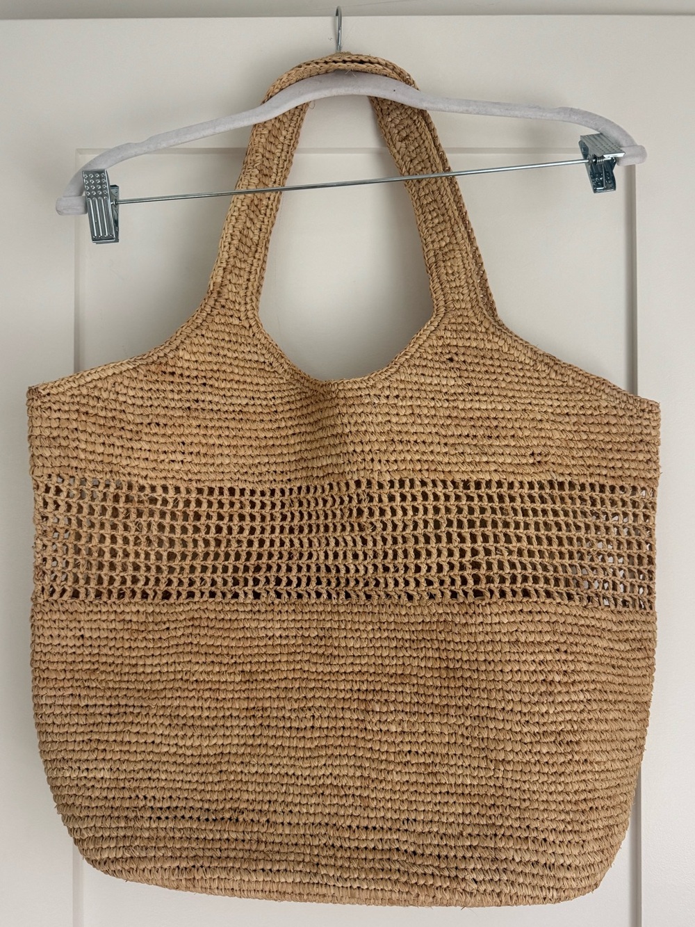 NWT Aqua Woven Straw Raffia Natural Tote Bag - Picture 2 of 4